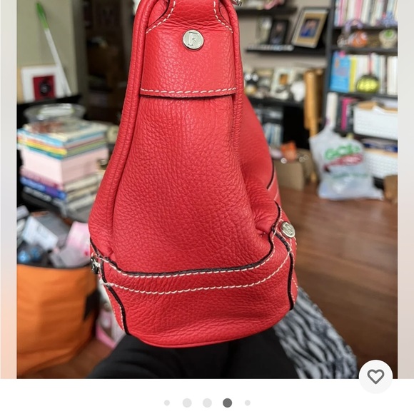 Ferre Milano Red 100% Leather Bag.  Practically New!  Only used once!  13”x9” - Picture 5 of 9